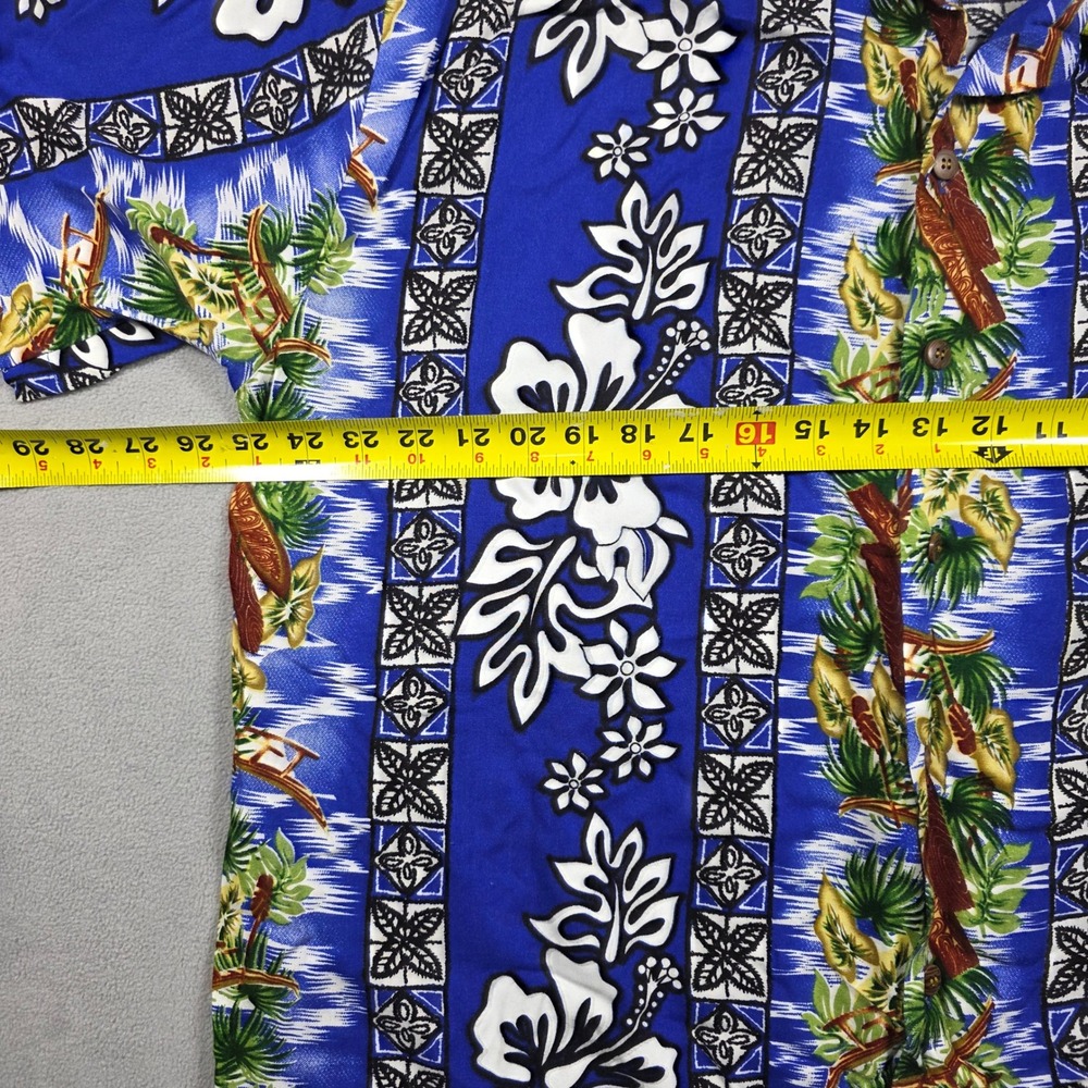 Caribbean Fun shirt Mens XXL Blue Floral Print Hawaiian Aloha - Picture 6 of 8